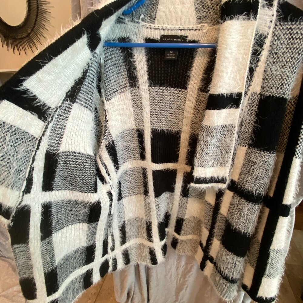 Investments Blk/Wht Convertible wool sweater jacket MEDIUM - Picture 4 of 7